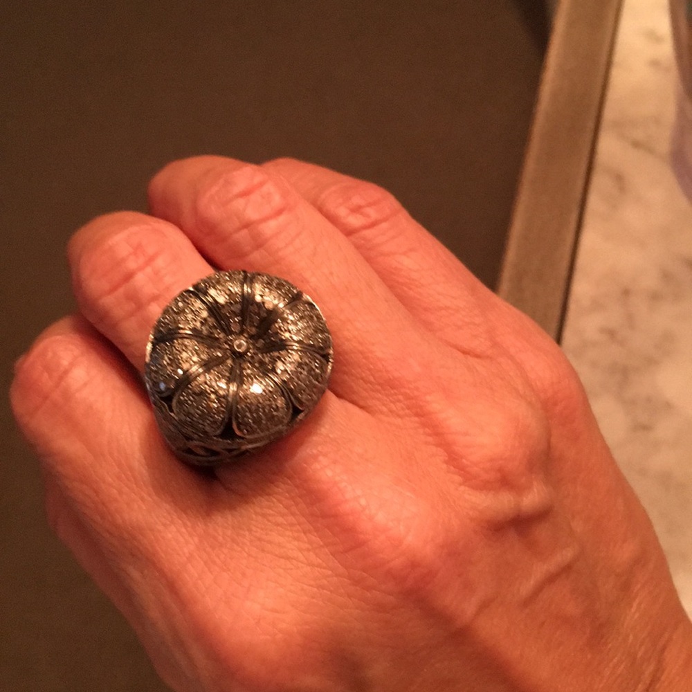 Sterling pave diamond cocktail ring